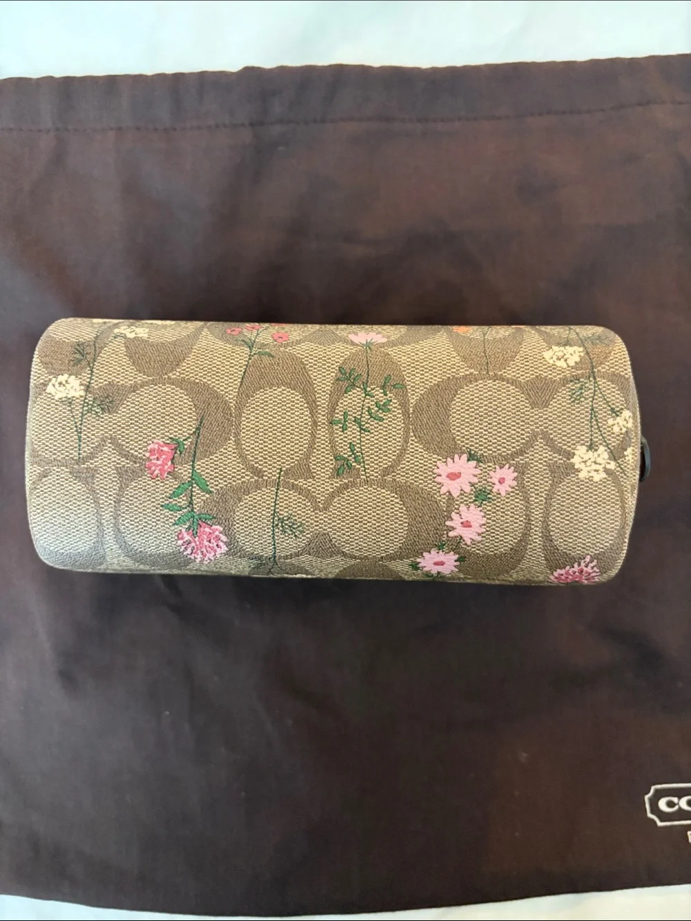 Coach “Wildflower” Print Signature C  Zip Cosmetic Pouch with Dust Bag